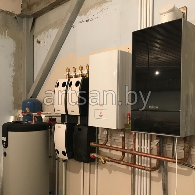 Монтаж котельной частного дома на базе газового котла Buderus, электрокотла proterm